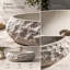 Vasque à poser de 48 cm en résine blanche avec veinage en marbre doré et extérieur sculpté imitant la pierre.-135875398