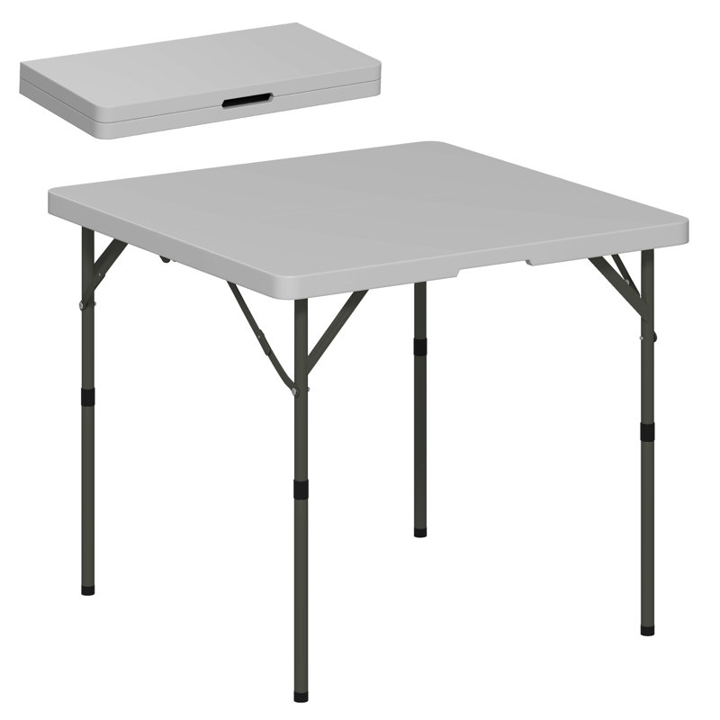 Rectangular Metal Outdoor Picnic Table , 86cm cm W 86cm cm D, Dark Grey