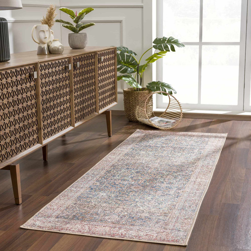 Avel Moroccan Machine Washable Beige Area Rug, Runner 2'7" x 7'3"