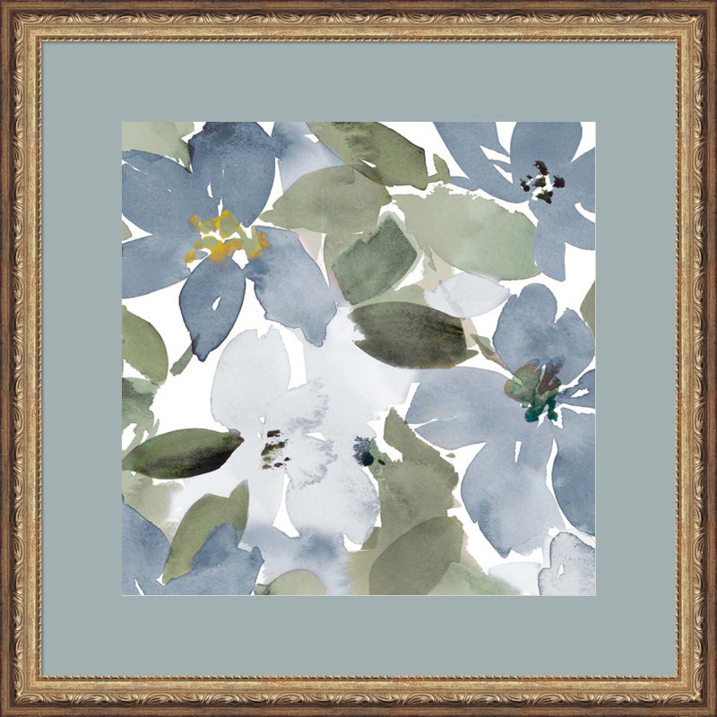 "Contemporary Blue Blooms Square" par Lanie Loreth, art mural encadré
