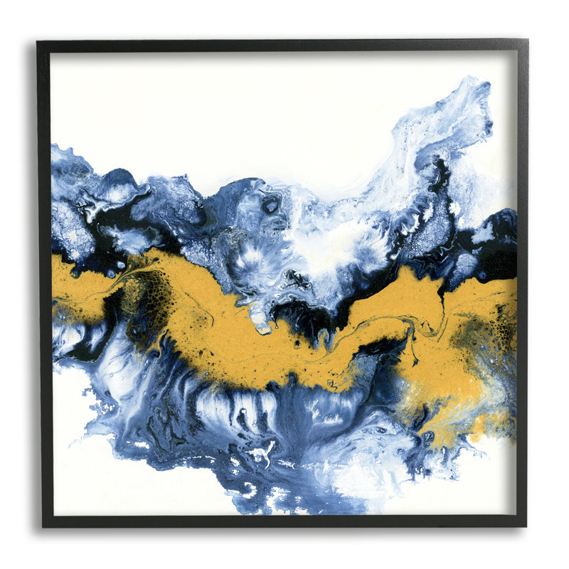 "Abstrait abstrait", "Infusion de peinture fluide", "jaune et jaune" sur toile tendue par Liz Jardine