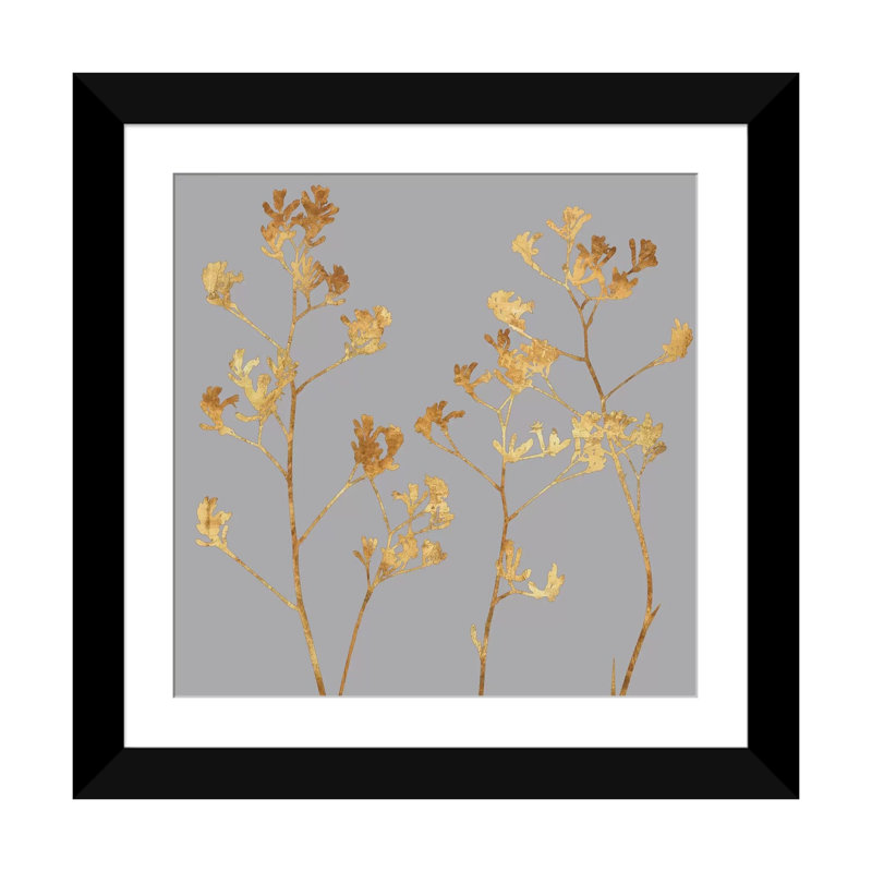 «Gold at Dusk II», impression sur toile, H 24 po x l 24 po x P 1 po, Papier d'art encadré noir, Blanc