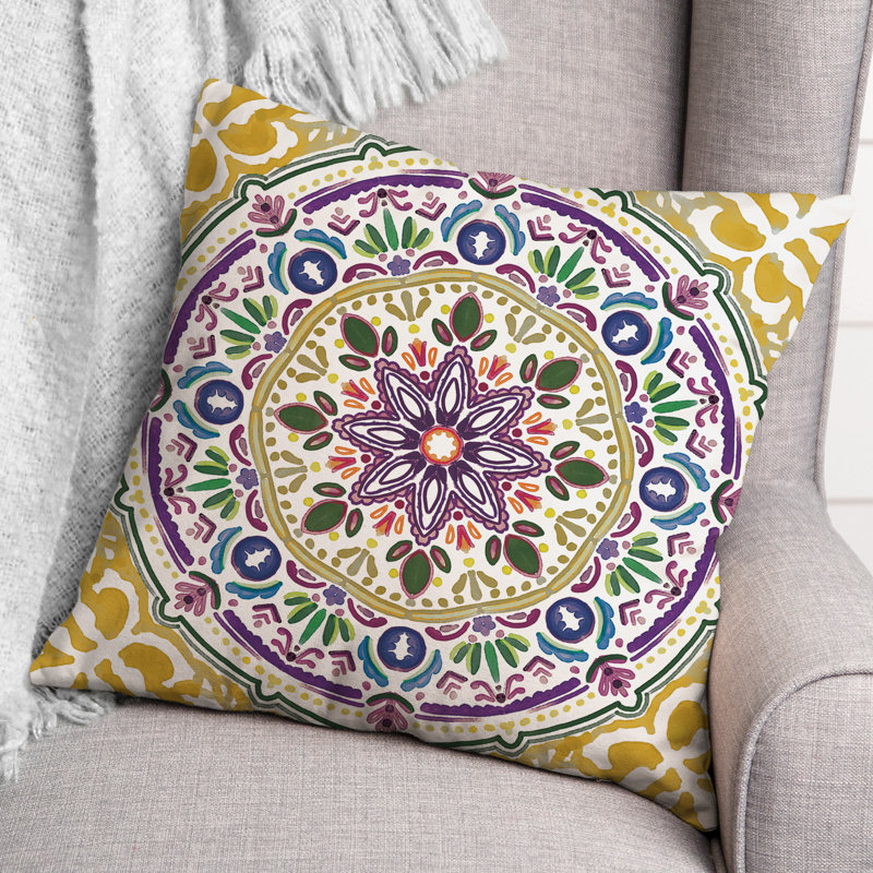 Housse et insert de coussin extérieur d'extérieur, Jaune, Floral 6