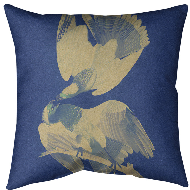 Housse de coussin brasilian caracara eagle, Bleu royal / blanc cassé, 16 po x 1 po, Polyester filé