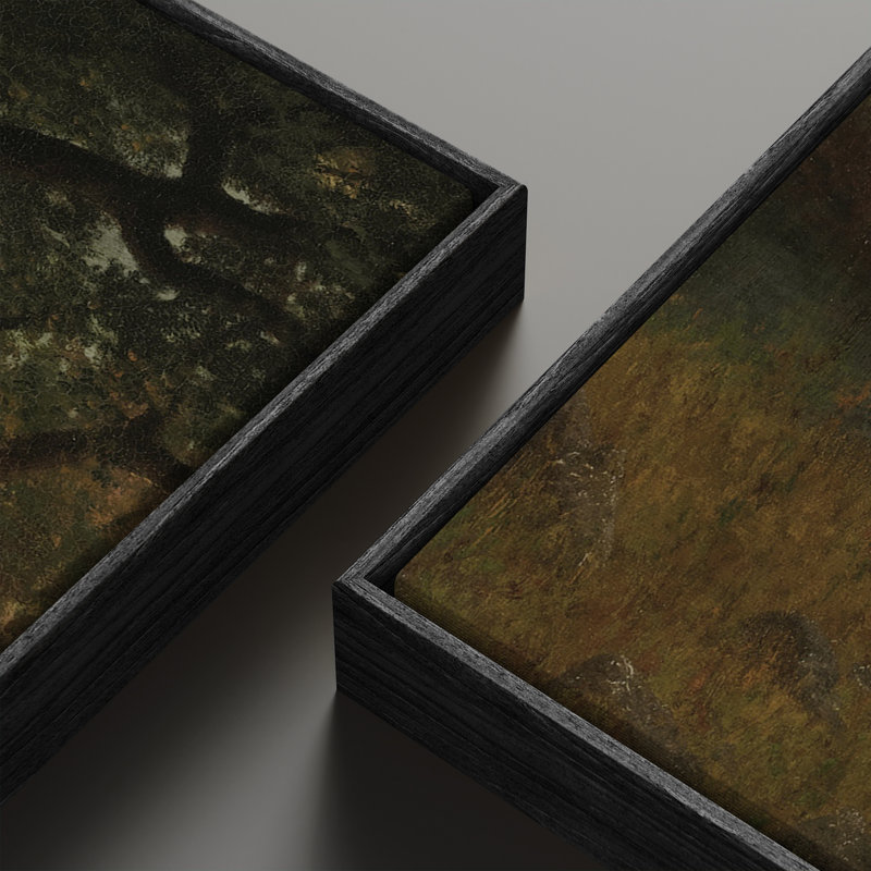 «Vintage Landscape Wall Art», ensemble de 2 toiles encadrées 20 x 60 pouces, Noir