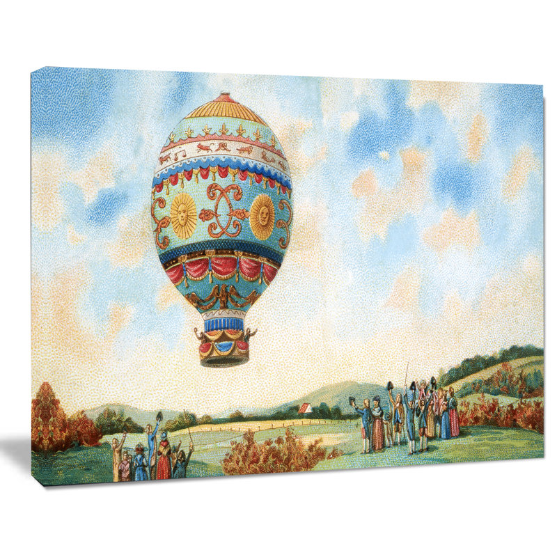 Peinture abstraite Corwin «Hot Air Balloon Illustration», H 8 po x l 12 po x P 1 po, Toile tendue avec châssis