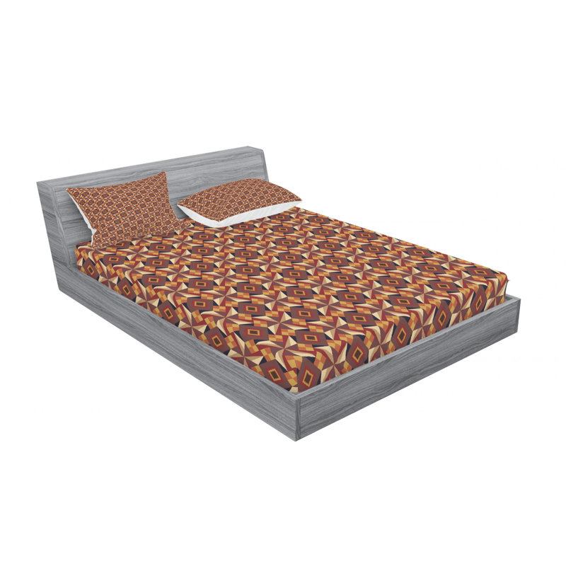Microfiber Geometric Sheet Set, Queen Sheet Set with Fitted Sheet