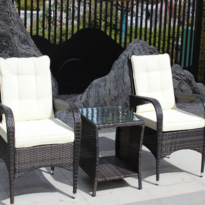 Canapé modulaire d'extérieur 3 pièces: chaises avec coussins beiges et table basse - To and Water Room