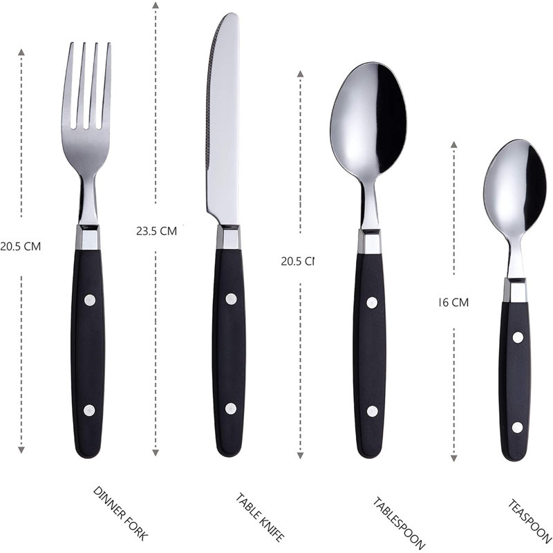 Exzact 24 Stainless Steel Cutlery Set, Service for 6, Black