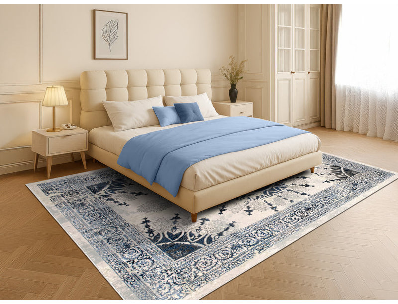  Tapis traditionnel boho 8 x 10 pi | Grand tapis pour la décoration intérieure | Bleu gris