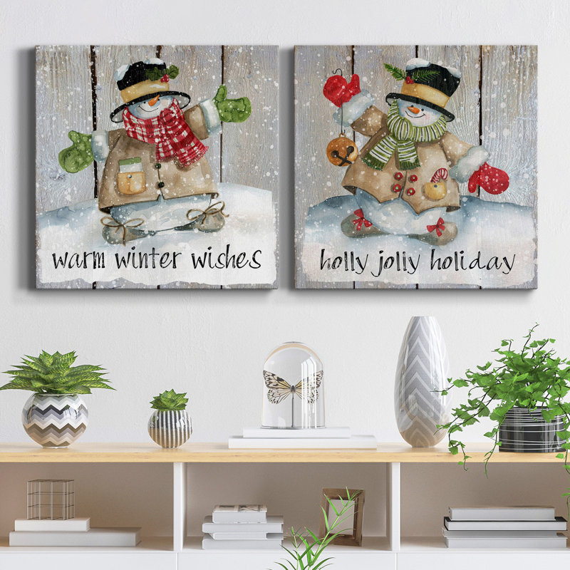" Winter Wishes Snowman " 2 - Pieces, 24" H x 24" W x 1" D