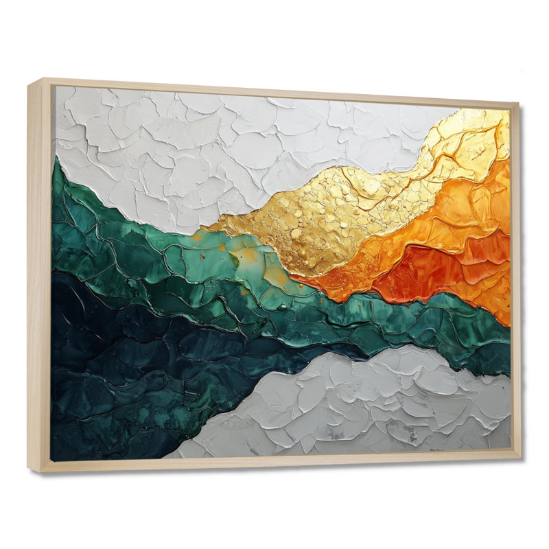 Emerald Drift of Transitional Passage Of Time IV - Art mural moderne abstrait transitionnel, H 12 po x l 20 po, Crème, crème
