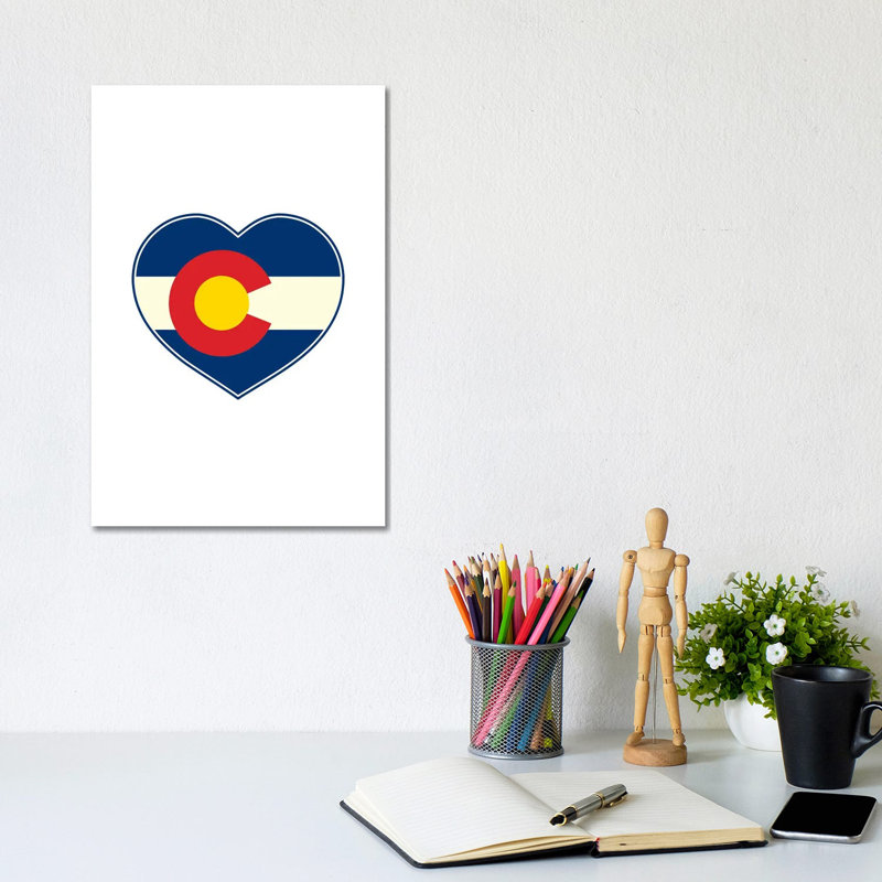 «Colorado Flag Heart», reproduction d'art sur toile tendue, H 60 po x l 40po x P 1,5 po