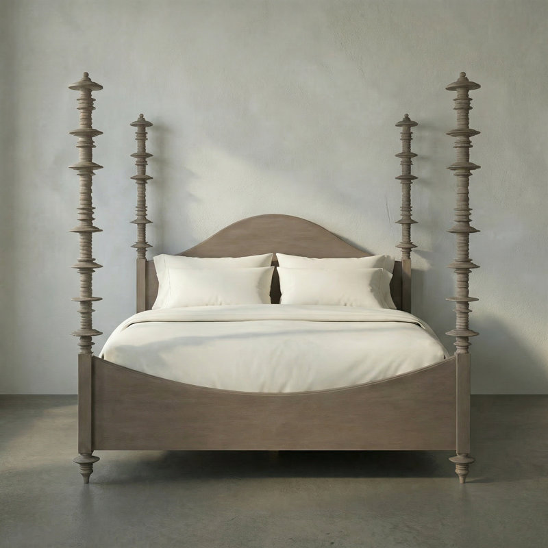 Ferret Solid Wood Four Poster Bed, King, Weathered