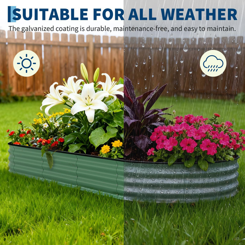 2 Pcs Raised Garden Beds Outdoor, Galvanized Steel Planter Box for Vegetables, Flowers, Rust-Resistant Garden Box, Easy Assembly Raised Beds, Durable Planters for Outdoor Plants