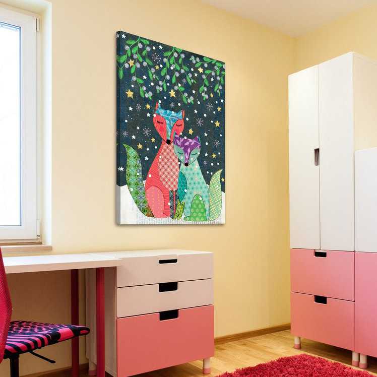 Winter Foxes 1 Piece Wrapped Canvas Painting, 91cm H x 61cm W x 3.81cm D
