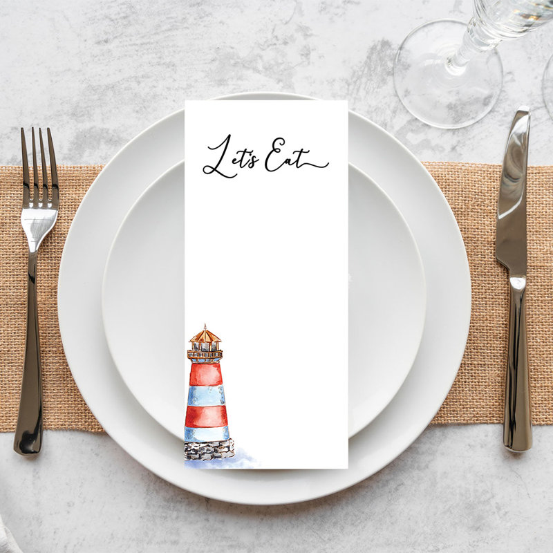 Ensemble de 52 cartes de menu de mariage nautiques imprimables
