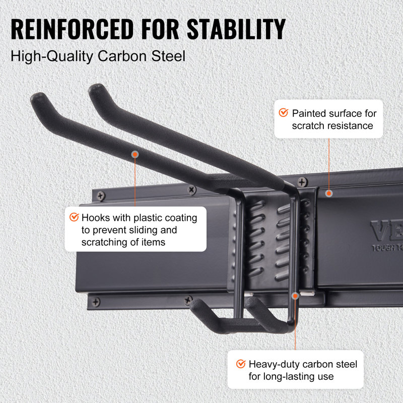 Black Carbon Steel Wall-Mounted Garage Tool Organizer