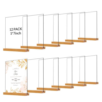 Stable & Clear Display – Acrylic Sign Holder Stand for Tabletop – Easy-Use Menu, Poster, Info Frame for Office, Store, or School – Commercial Signage Rack – 14.8x21cm, 12-Pack
