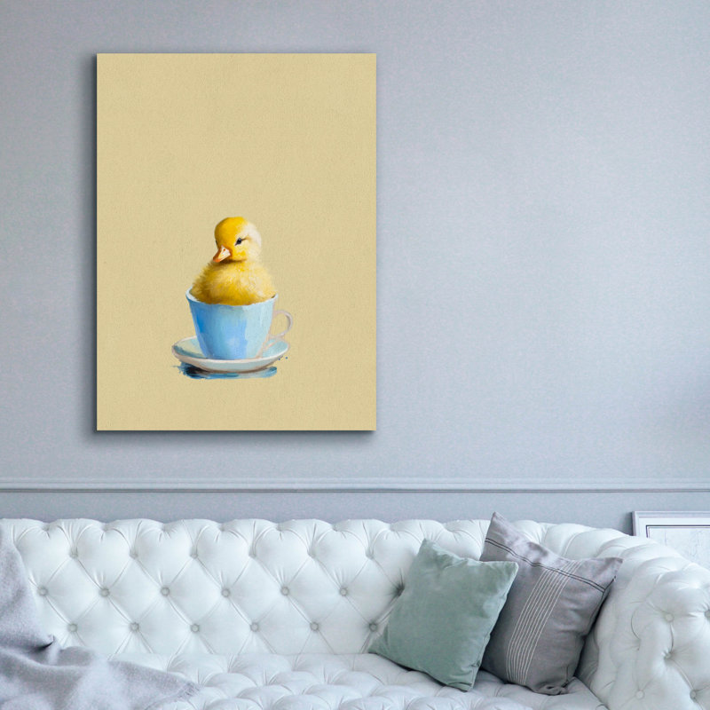 «Duckling In Blue Cup» par Svetlana Aleynikova, art mural sur toile, H 54 po x l 40 po
