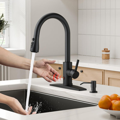 Black Touchless Kitchen Faucet with Soap Dispenser