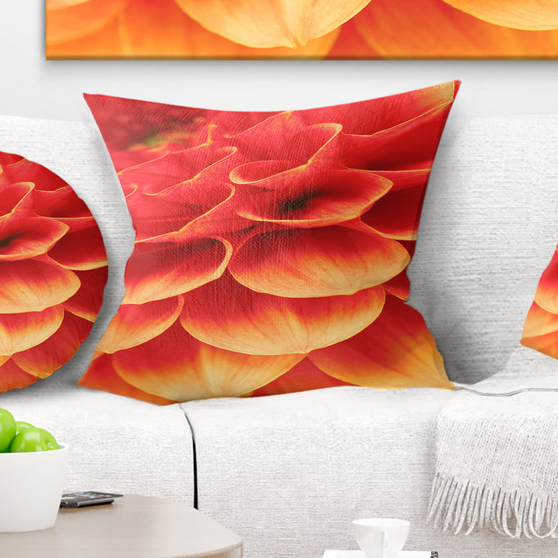 Abstract Orange Flower and Petals - Floral Printed Pillow, 18" x 18", Throw Pillow