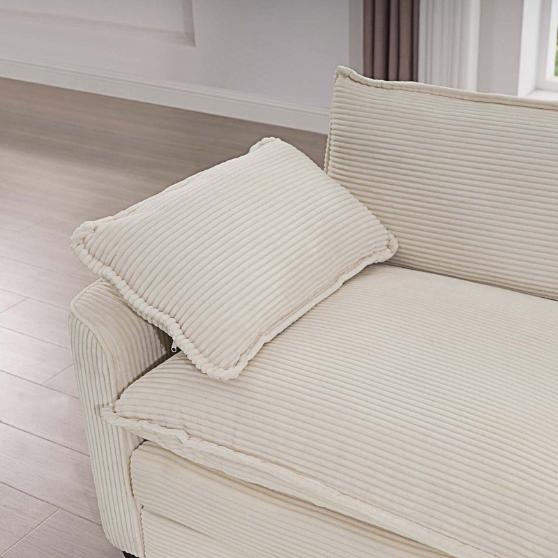 Canapé modulaire rembourré 4 places avec 2 repose-pieds Cloud - Like Comfy, Velours côtelé beige