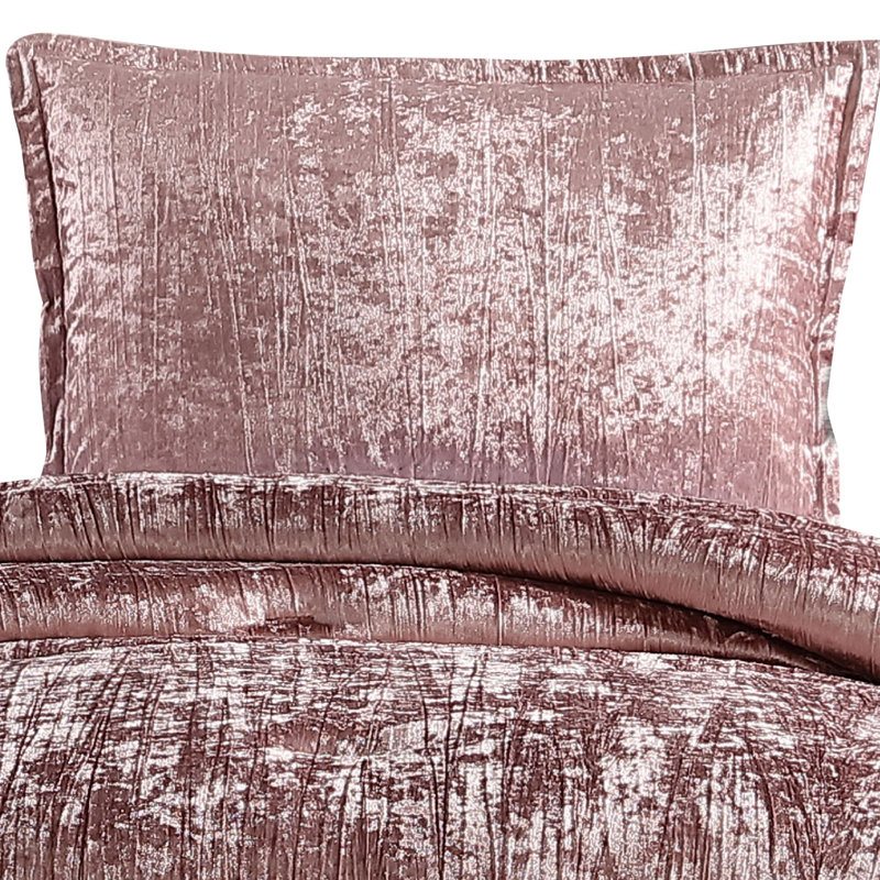 Spice Velvet Twin Comforter Set with Quilted Shams