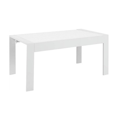 43" All-Weather Aluminum Patio Coffee Table, Modern White Rectangle Outdoor Table