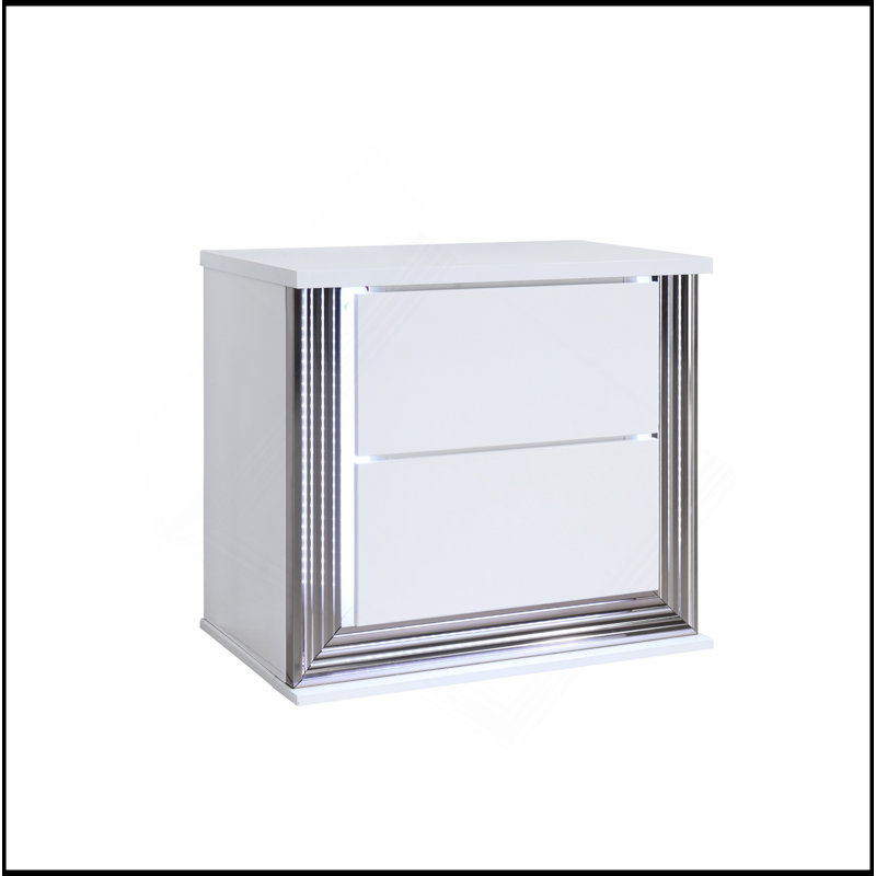 MOON SMOOTH WHITE NIGHTSTAND WITH LED