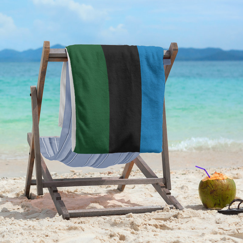 Lightweight Beach Towel, Green/Black/Blue
