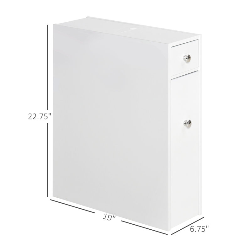 Armoire de rangement autoportante pour salle de bain étroite en MDF blanc pour les salles d'eau