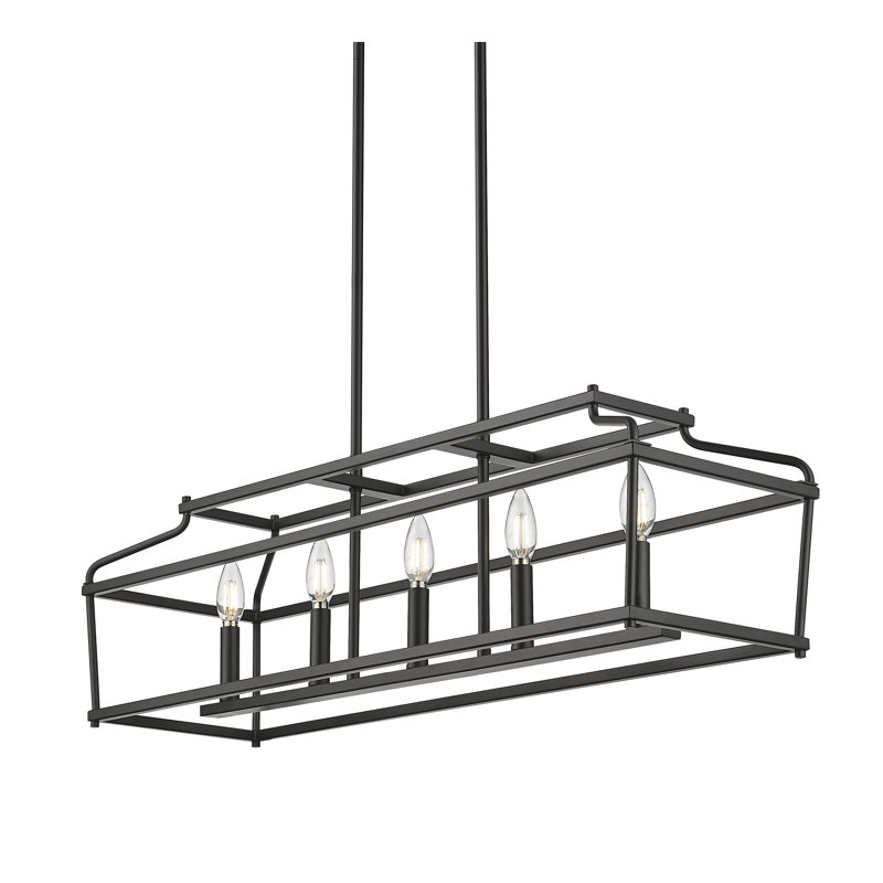Îlot 5 lumières Nellita, Noir mat