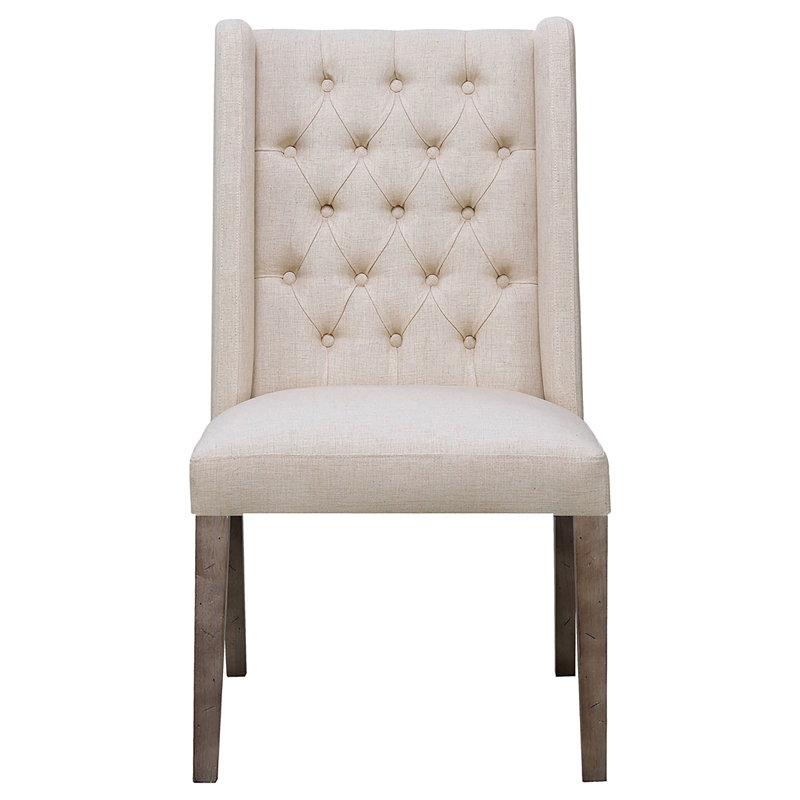Élégante conception - Chaise d'appoint de salle à manger rembourrée en tissu beige Gulgee (ensemble de 2)