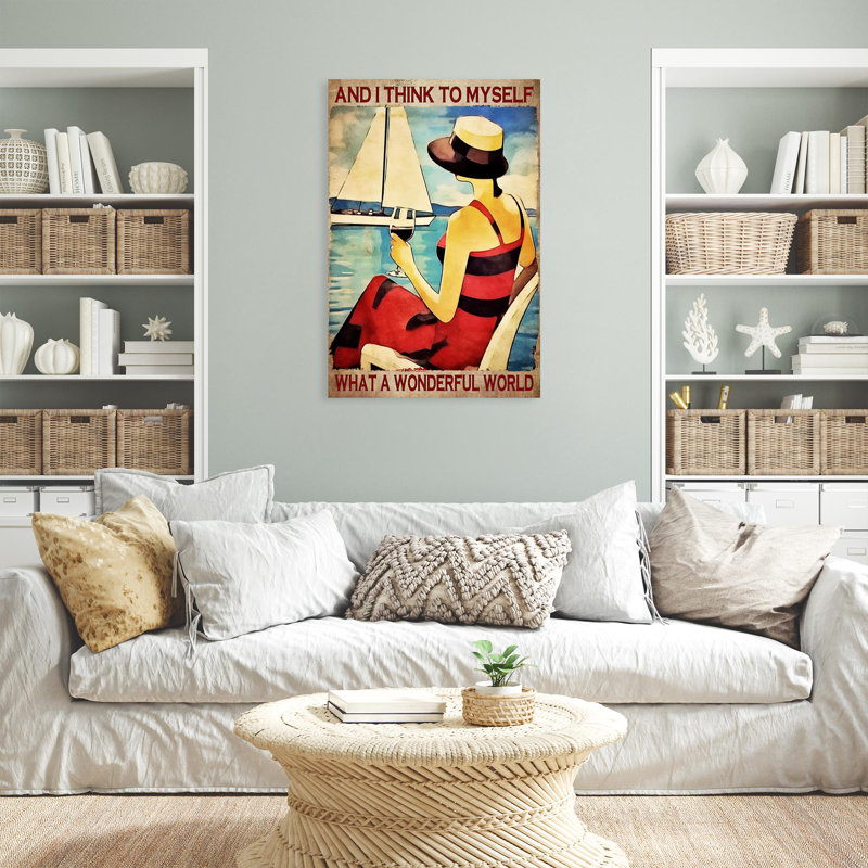 «Illythia Illythia Woman Wine What A Wonderful World», H 14 po x l 11 po x P 1,25 po