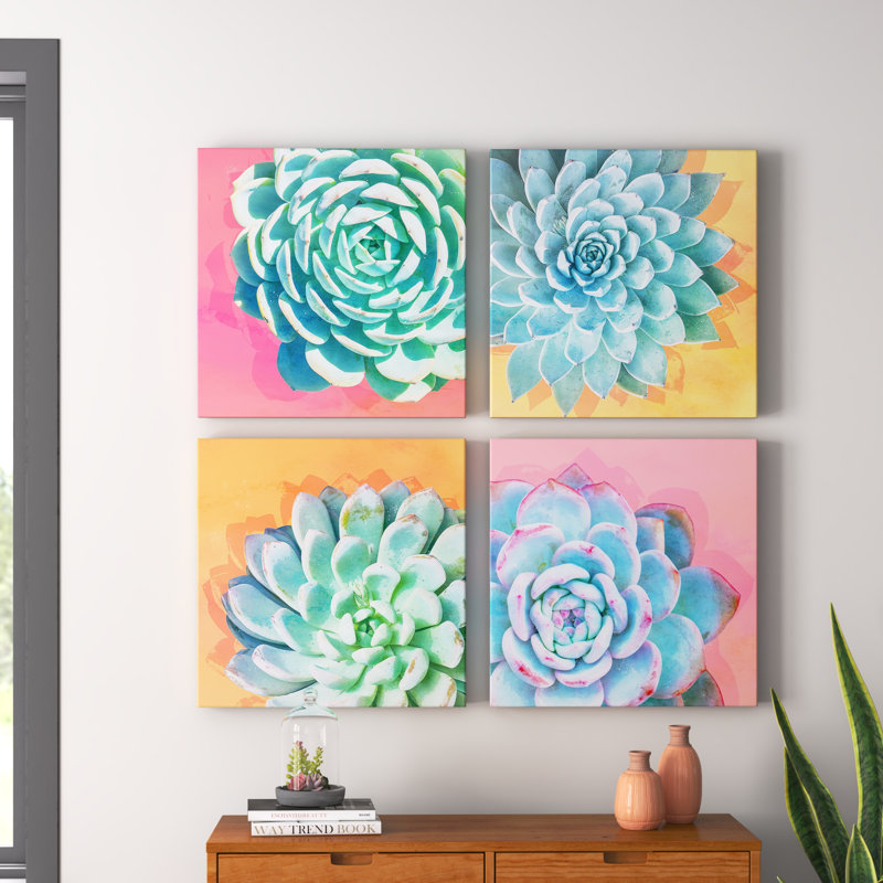 Awakmen par Ready2HangArt - ensemble de 4 impressions sur toile tendue, H 48 po x l 48 po x P 1,5 po