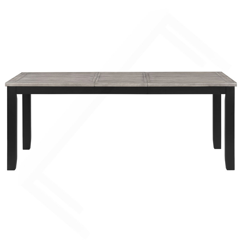 Centera Grey And Black Rectangular Dining Table With Extension Leaf