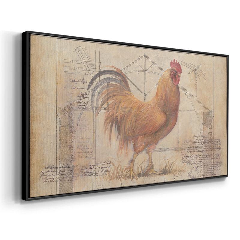 Rustic Fowl I - Toile tendue avec châssis tendue, prête à accrocher, Noir, H 21 po x l 41 po