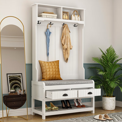 Three Posts™ Lafave Hall Tree 34.3'' Wide with Bench and Shoe Storage ...