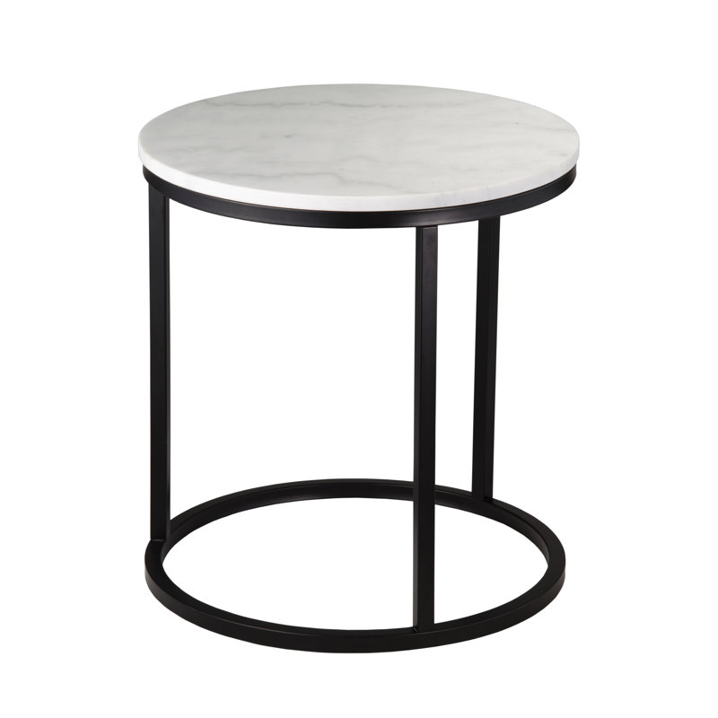 Marble Frame End Table, White/Black