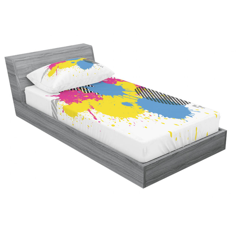 Microfiber Abstract Sheet Set, Queen Sheet Set with Fitted Sheet