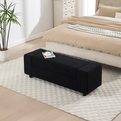 Modern Upholstered Bench With Storage And Removable Upholstered Cover For End Of Bed, Porch And Living Room