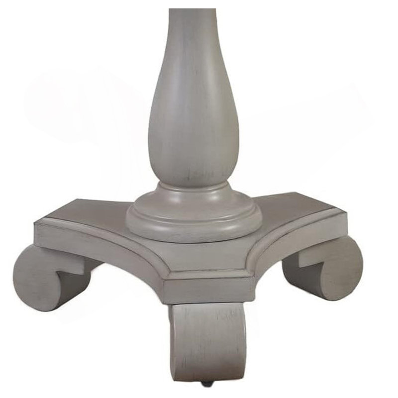 Table de bout ronde transitionnelle, table d'appoint de salon en bois, gris