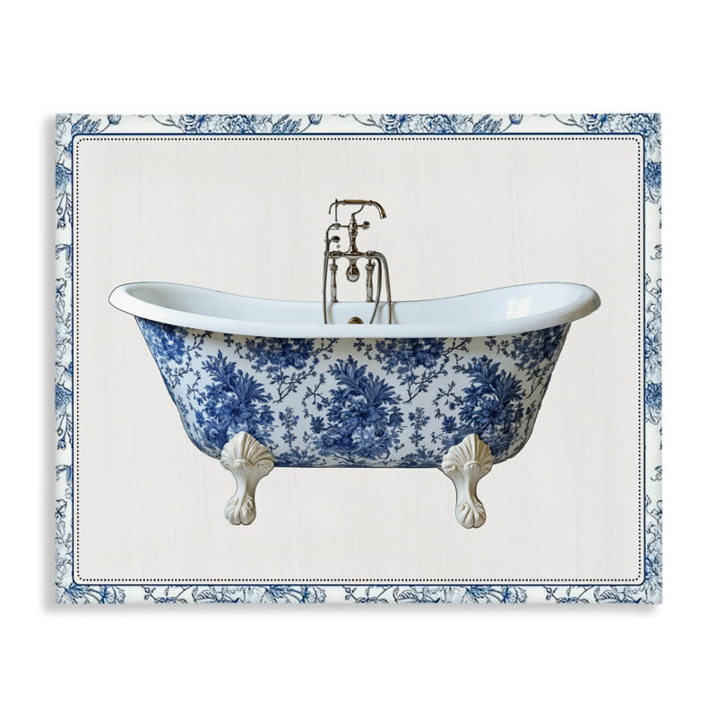 Toile de baignoire rétro de style chinois, signée lettrée et doublée, H 16 po x l 20 po