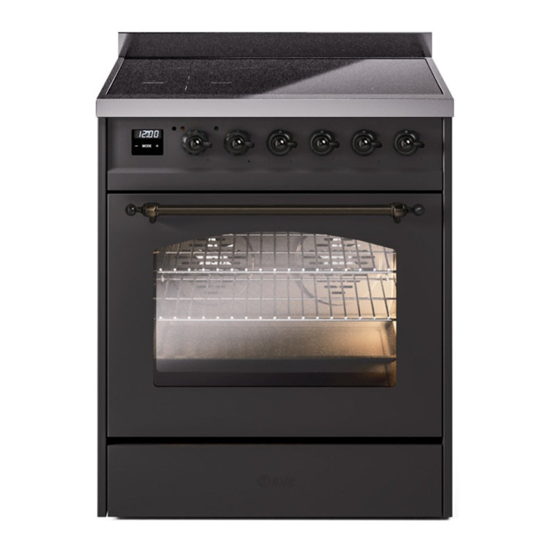 ILVE Nostalgie II 30 in Induction Range, Graphite Matte/Bronze