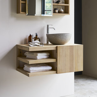Typo 90cm Single Bathroom Vanity Base Only in Brown