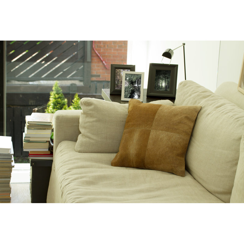 Torino Leather Throw Pillow, Tan, Solid Color