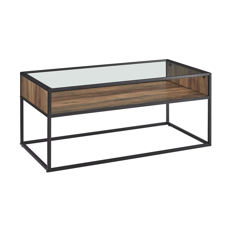 Table basse à cadre avec rangement Barkad, Chêne rustique