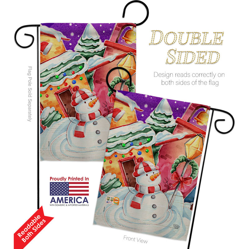 Drapeau de jardin givré en polyester 18,5 x 13 po Snowman