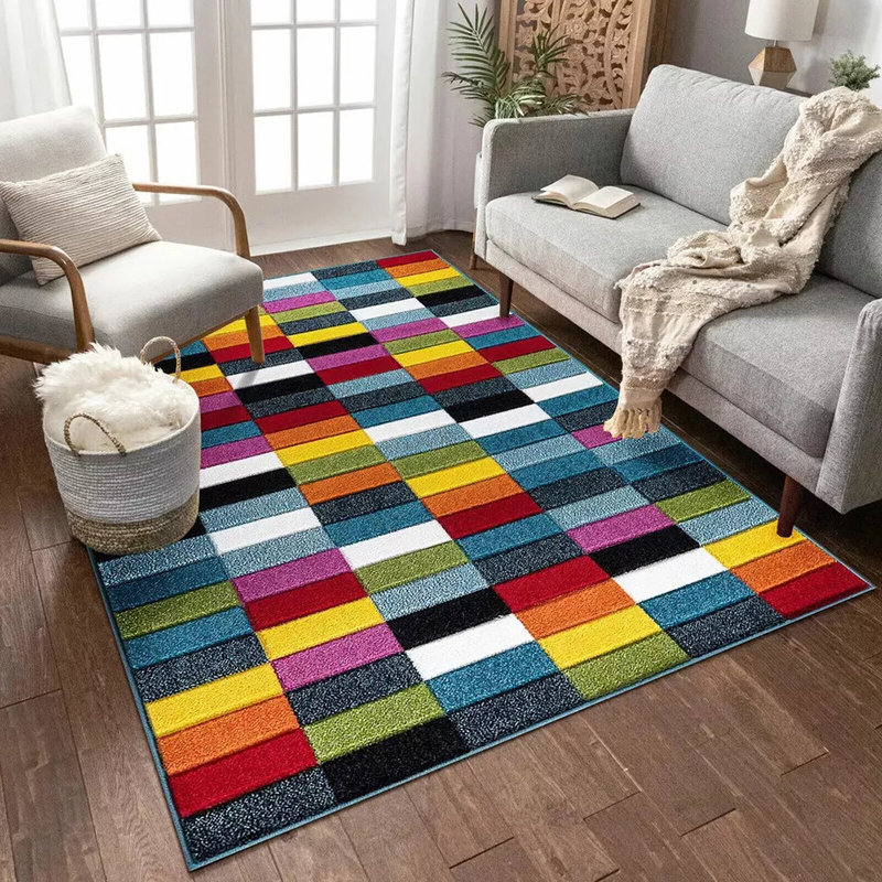 Cubes Geometric Rug & Runner – High Density Polypropylene Carpet, Easy Clean, Rectangle 60 x 110cm